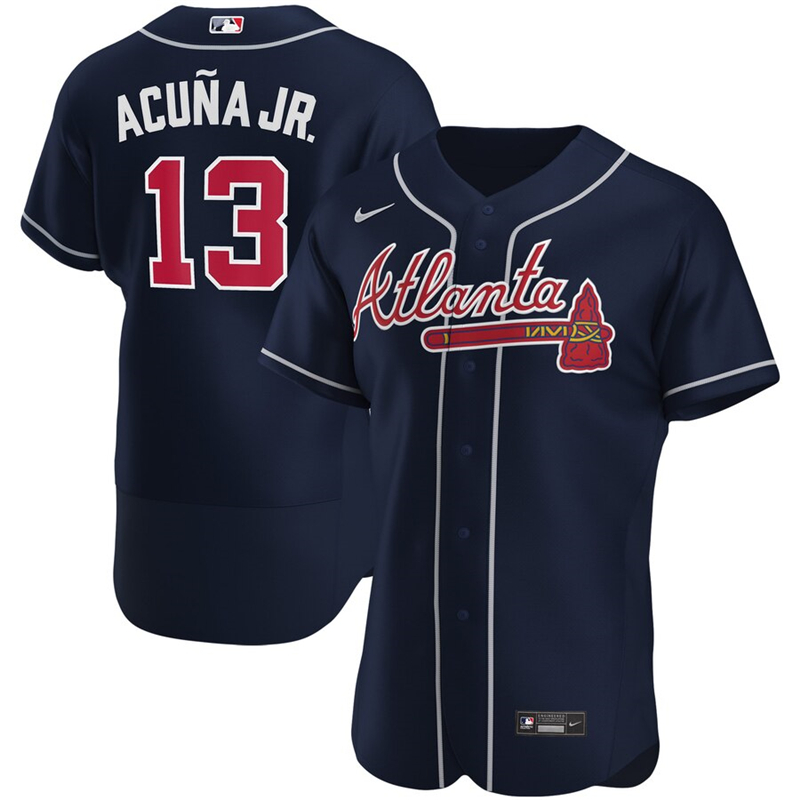 2020 MLB Men Atlanta Braves #13 Ronald Acuna Jr. Nike Navy Alternate 2020 Authentic Player Jersey 1